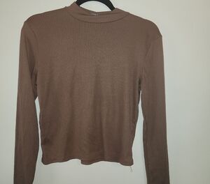 Olivia Rae Brown Ribbed Long Sleeve Top